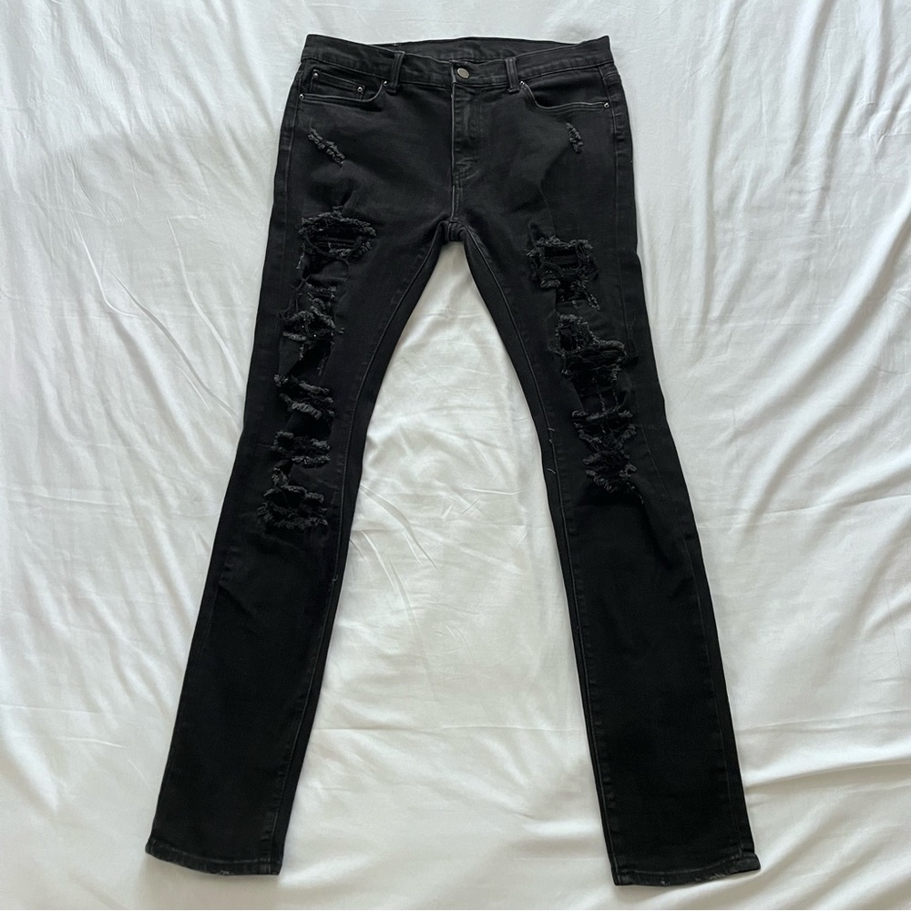 MNML Jeans Distressed Sequins Men’s Size 34 Slim Fit Black